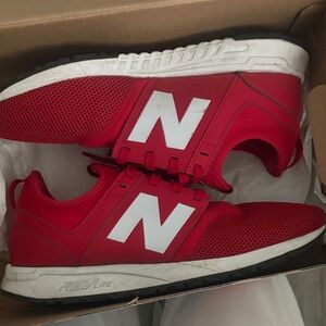 New Balance Red and White Sneakers